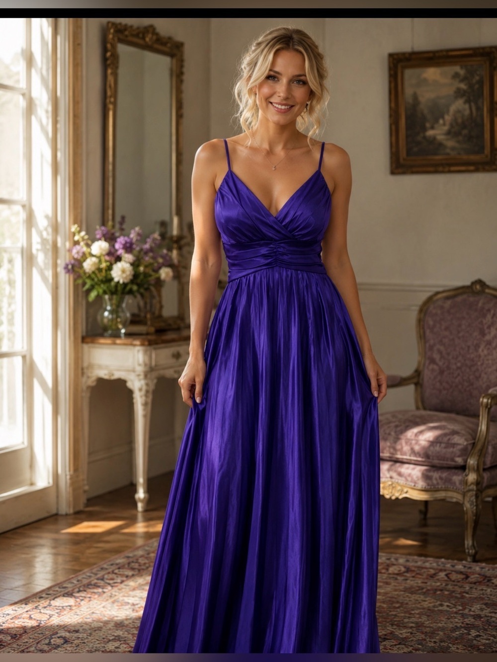 Deb Purple Spaghetti Strap Formal Dress Medium